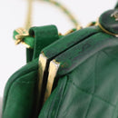 CHANEL Matelasse Chain Shoulder Bag Lamb Skin Green Gold CC Auth bs37476-9