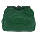 CHANEL Matelasse Chain Shoulder Bag Lamb Skin Green Gold CC Auth bs37476-13
