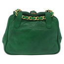 CHANEL Matelasse Chain Shoulder Bag Lamb Skin Green Gold CC Auth bs37476-2
