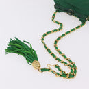 CHANEL Matelasse Chain Shoulder Bag Lamb Skin Green Gold CC Auth bs37476-8