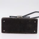 FENDI Hand Bag Velor 2way Navy Silver Auth bs37478-6