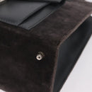 FENDI Hand Bag Velor 2way Navy Silver Auth bs37478-18