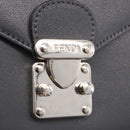 FENDI Hand Bag Velor 2way Navy Silver Auth bs37478-21