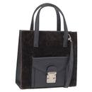 FENDI Hand Bag Velor 2way Navy Silver Auth bs37478-1
