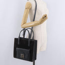 FENDI Hand Bag Velor 2way Navy Silver Auth bs37478-27