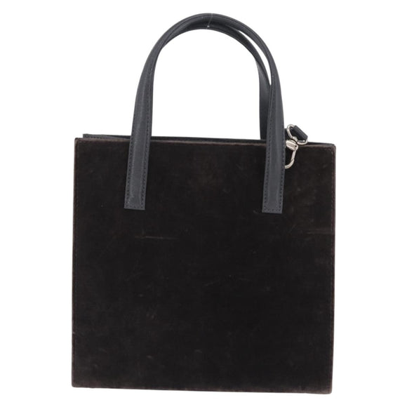 FENDI Hand Bag Velor 2way Navy Silver Auth bs37478
