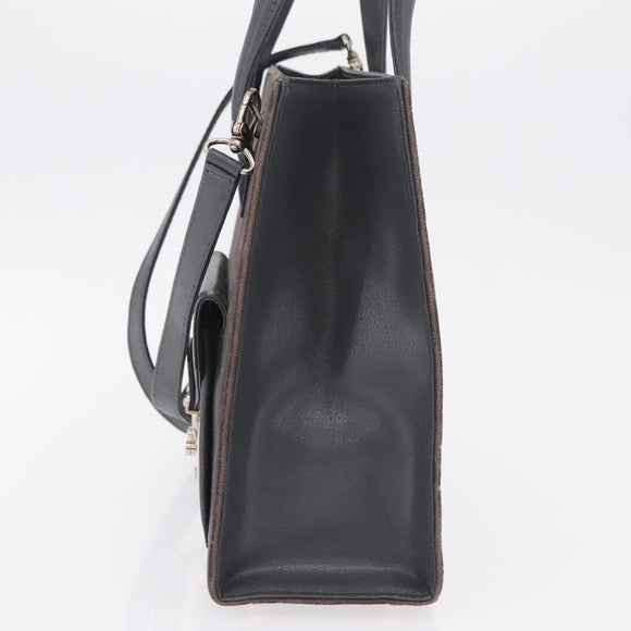 FENDI Hand Bag Velor 2way Navy Silver Auth bs37478