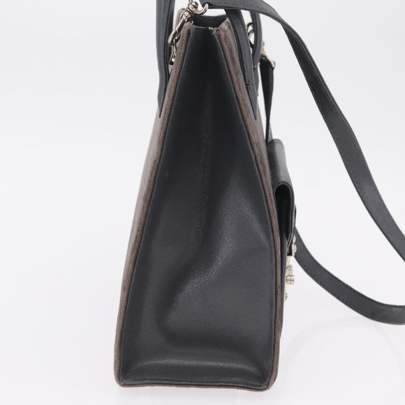 FENDI Hand Bag Velor 2way Navy Silver Auth bs37478