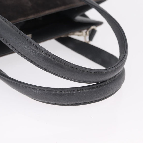 FENDI Hand Bag Velor 2way Navy Silver Auth bs37478