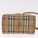 Burberrys Nova Check Hand Bag PVC 2way Beige Gold Auth bs37479-12