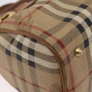 Burberrys Nova Check Hand Bag PVC 2way Beige Gold Auth bs37479-13