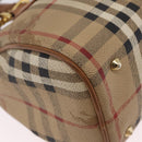Burberrys Nova Check Hand Bag PVC 2way Beige Gold Auth bs37479-15