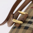 Burberrys Nova Check Hand Bag PVC 2way Beige Gold Auth bs37479-18