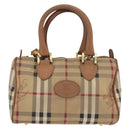 Burberrys Nova Check Hand Bag PVC 2way Beige Gold Auth bs37479-2