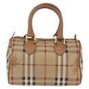 Burberrys Nova Check Hand Bag PVC 2way Beige Gold Auth bs37479-3