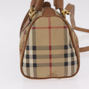 Burberrys Nova Check Hand Bag PVC 2way Beige Gold Auth bs37479-5
