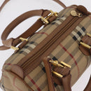 Burberrys Nova Check Hand Bag PVC 2way Beige Gold Auth bs37479-6