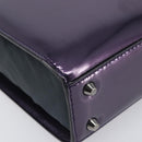 Christian Dior Hand Bag Patent Leather Purple Silver Auth bs37482-16