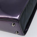 Christian Dior Hand Bag Patent Leather Purple Silver Auth bs37482-17