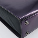 Christian Dior Hand Bag Patent Leather Purple Silver Auth bs37482-18