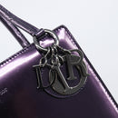 Christian Dior Hand Bag Patent Leather Purple Silver Auth bs37482-19
