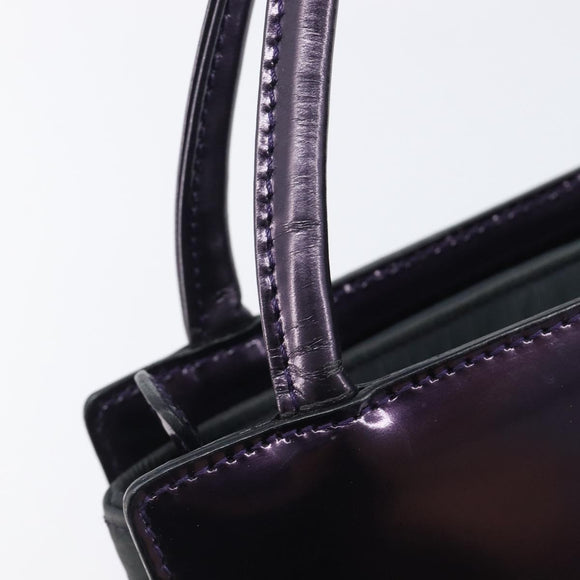 Christian Dior Hand Bag Patent Leather Purple Silver Auth bs37482