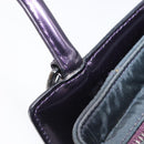 Christian Dior Hand Bag Patent Leather Purple Silver Auth bs37482-9