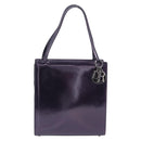 Christian Dior Hand Bag Patent Leather Purple Silver Auth bs37482-13