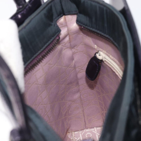 Christian Dior Hand Bag Patent Leather Purple Silver Auth bs37482