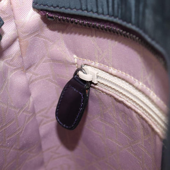 Christian Dior Hand Bag Patent Leather Purple Silver Auth bs37482