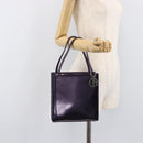 Christian Dior Hand Bag Patent Leather Purple Silver Auth bs37482-29