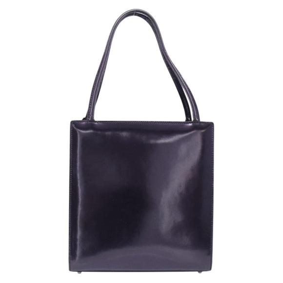 Christian Dior Hand Bag Patent Leather Purple Silver Auth bs37482
