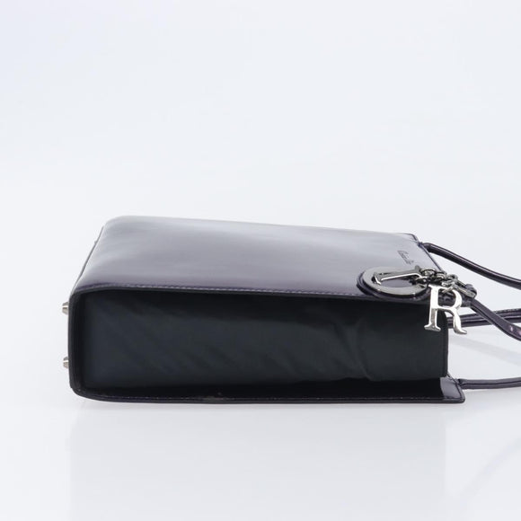 Christian Dior Hand Bag Patent Leather Purple Silver Auth bs37482