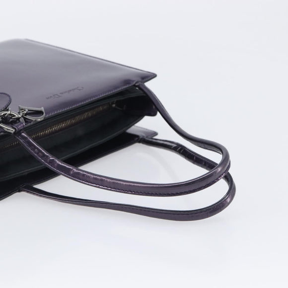 Christian Dior Hand Bag Patent Leather Purple Silver Auth bs37482