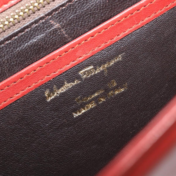 Salvatore Ferragamo Shoulder Bag Leather Brown Gold Auth bs37484