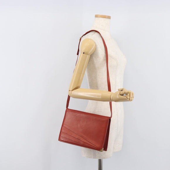 Salvatore Ferragamo Shoulder Bag Leather Brown Gold Auth bs37484