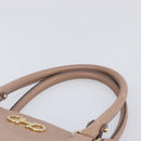 Salvatore Ferragamo Gancini Hand Bag Leather Beige Gold Auth bs37485-14