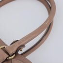 Salvatore Ferragamo Gancini Hand Bag Leather Beige Gold Auth bs37485-10