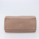 Salvatore Ferragamo Gancini Hand Bag Leather Beige Gold Auth bs37485-6