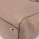 Salvatore Ferragamo Gancini Hand Bag Leather Beige Gold Auth bs37485-15