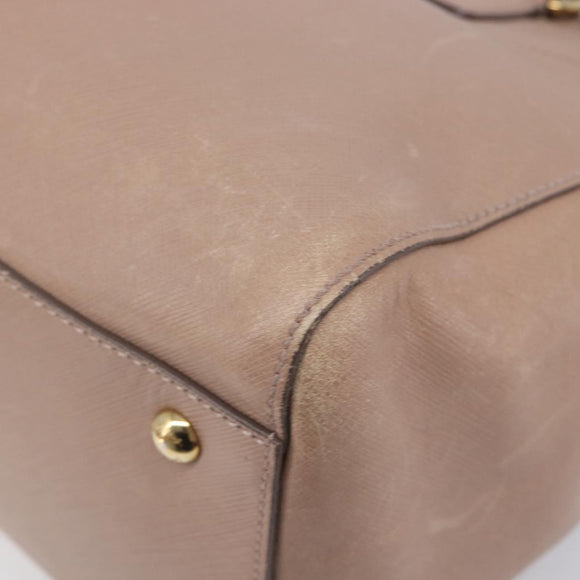 Salvatore Ferragamo Gancini Hand Bag Leather Beige Gold Auth bs37485