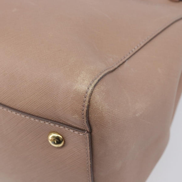Salvatore Ferragamo Gancini Hand Bag Leather Beige Gold Auth bs37485