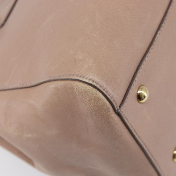 Salvatore Ferragamo Gancini Hand Bag Leather Beige Gold Auth bs37485