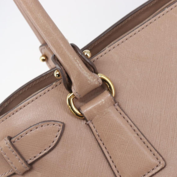 Salvatore Ferragamo Gancini Hand Bag Leather Beige Gold Auth bs37485