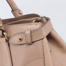Salvatore Ferragamo Gancini Hand Bag Leather Beige Gold Auth bs37485-20