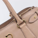 Salvatore Ferragamo Gancini Hand Bag Leather Beige Gold Auth bs37485-21