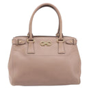 Salvatore Ferragamo Gancini Hand Bag Leather Beige Gold Auth bs37485-13