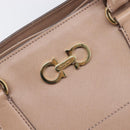 Salvatore Ferragamo Gancini Hand Bag Leather Beige Gold Auth bs37485-22