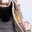 Salvatore Ferragamo Gancini Hand Bag Leather Beige Gold Auth bs37485-26