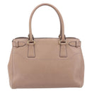 Salvatore Ferragamo Gancini Hand Bag Leather Beige Gold Auth bs37485-2
